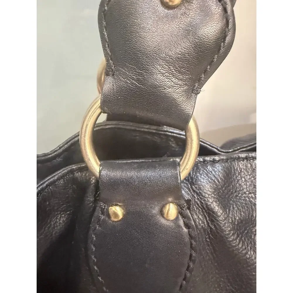 Vintage Michael Michael Kors Black Leather Hobo Shoulder Bag
